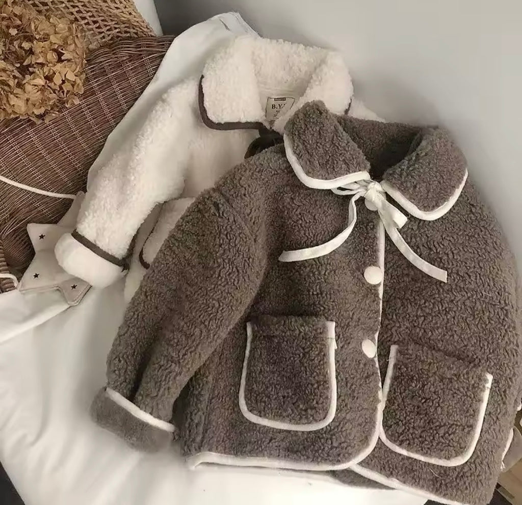 Fleece Button Jacket Beige