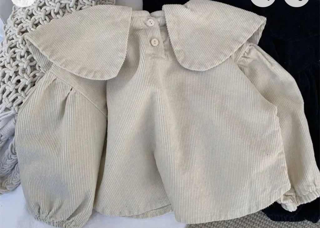 Floral Collar Top Beige