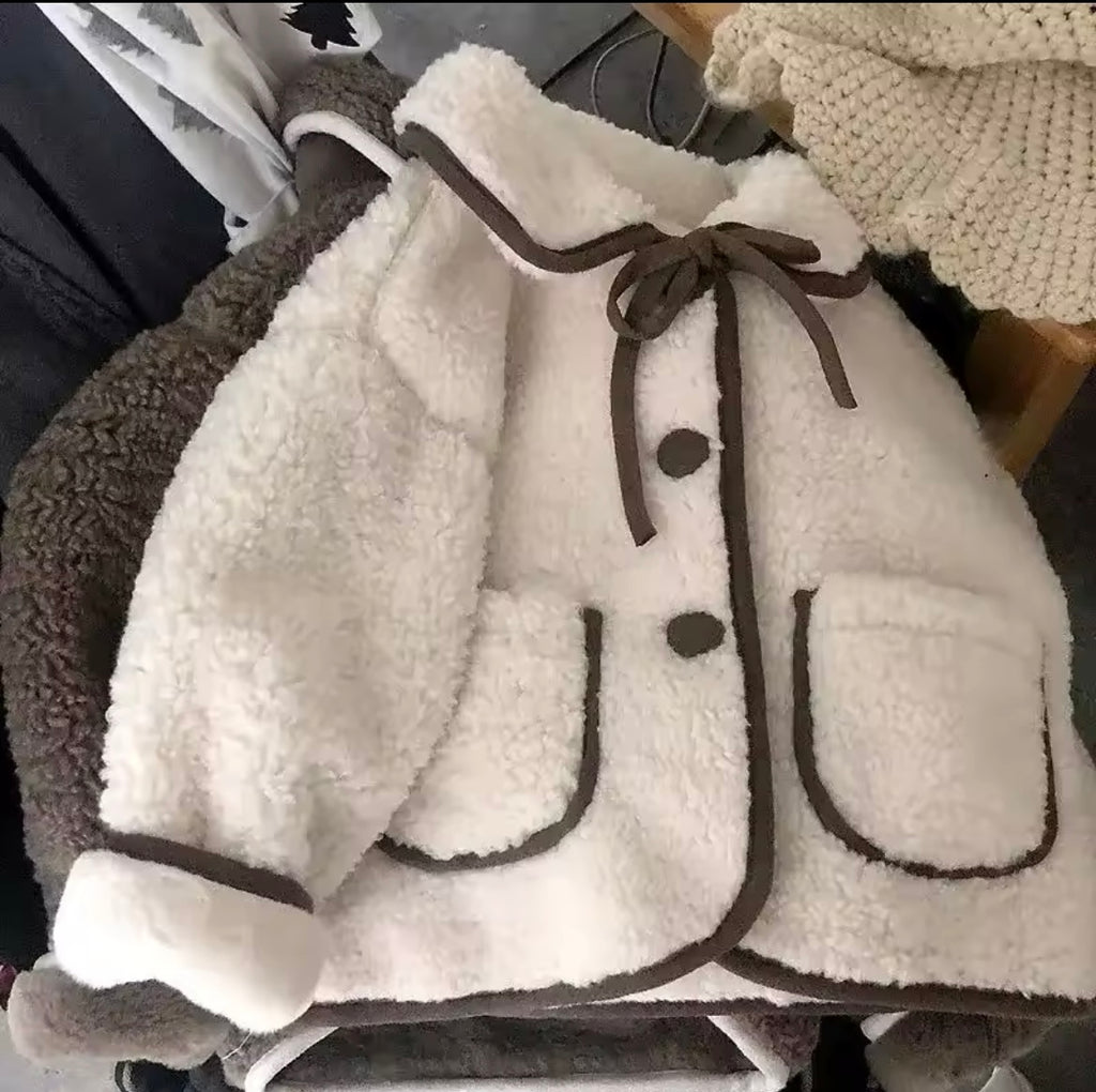 Fleece Button Jacket Beige