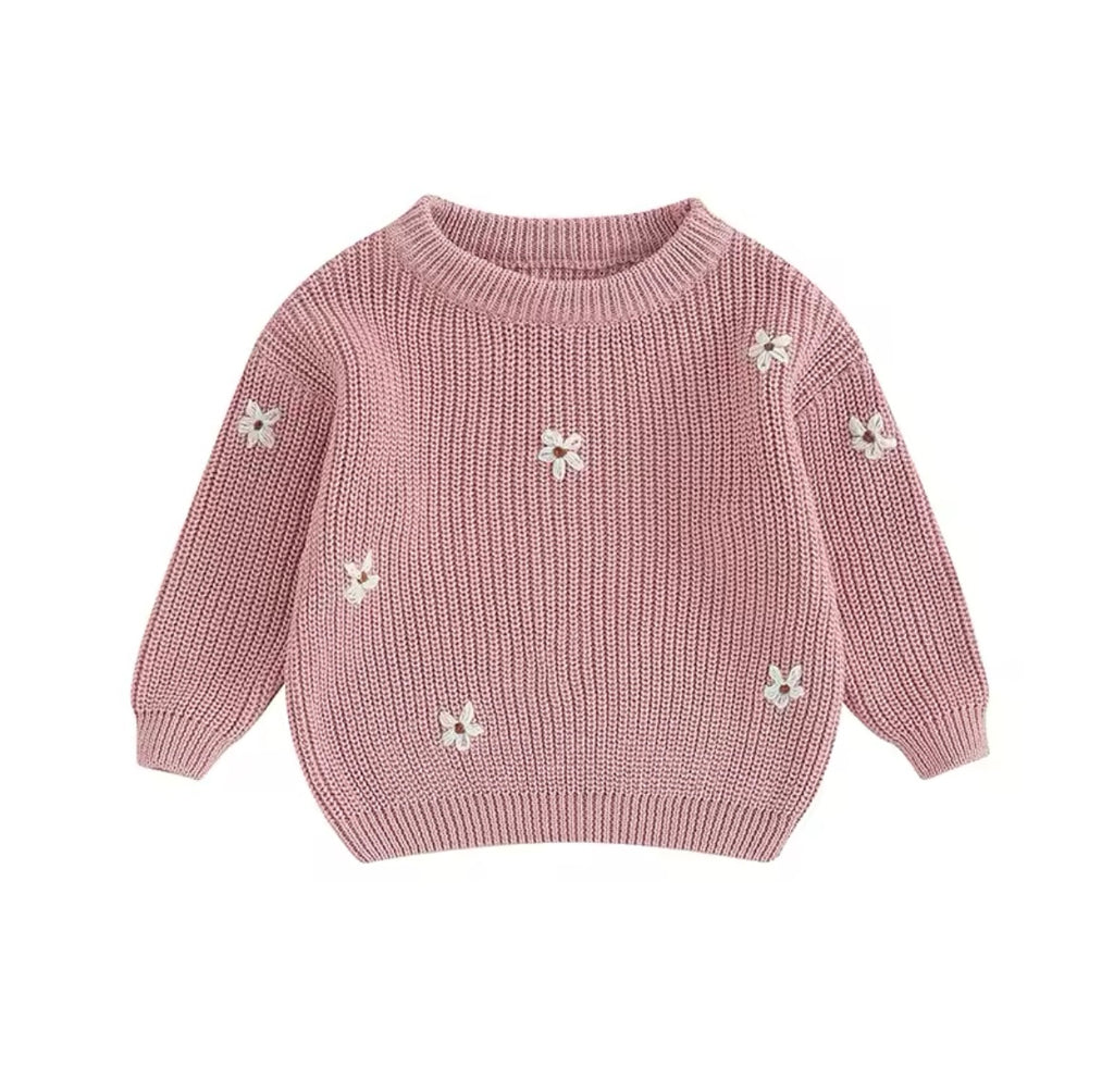 Flower Knitted Jumper Pink